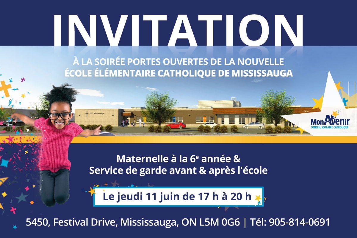 Invitation aux portes ouvertes de la nouvelle ÉÉC de Mississauga